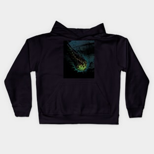 Digital collage and special processing. Fist full of spikes. Horror, bizarre. Desaturated, blue and green. Dim. Kids Hoodie